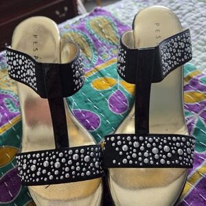 Pesaro Black Embellished Women's Sandals